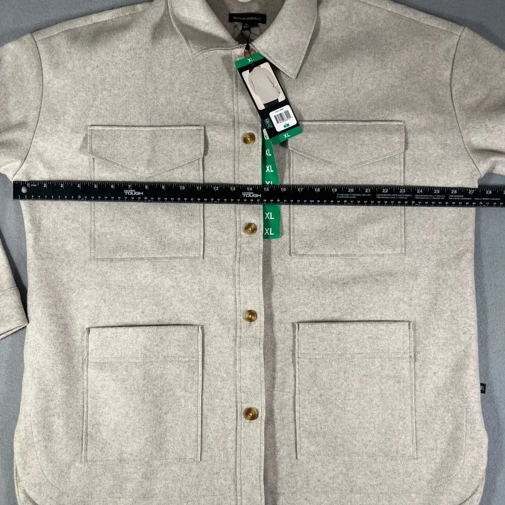 Banana Republic ladies' Utility Shacket Jacket 4 pocket sand‎ Button Front XL - Picture 7 of 12